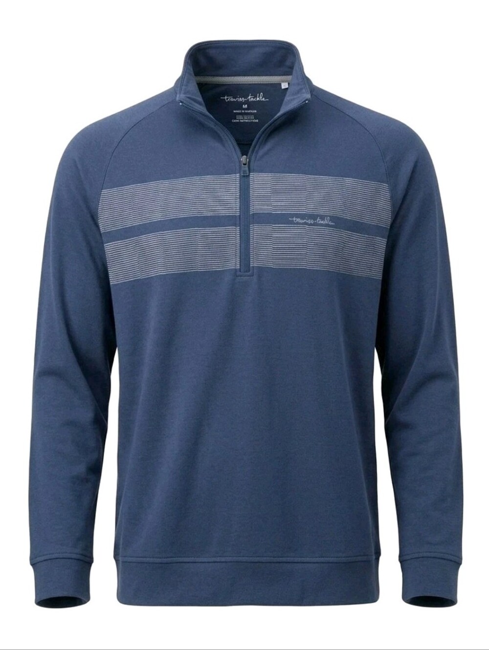 Travis Mathew Sweatshirt Mens Large Blue Striped 1/4 Quarter Zip Golf Pullover